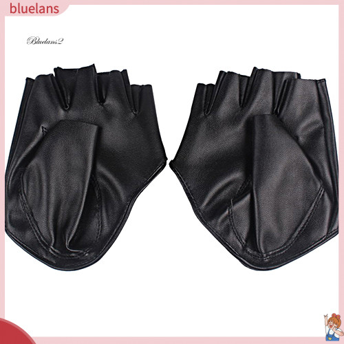 BLU Lady Fashion Faux Leather Half Finger Gloves Driving Pole Dancing Show Gloves