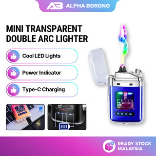 Alpha Electric Lighter with Digital Display Type C Rechargeable USB Plasma Arc Lighter Windproof Flameless Cool Lighter