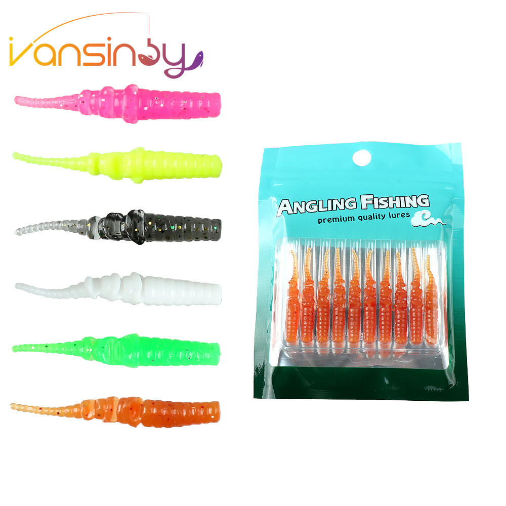 เหยื่อนุ่มสำหรับตกปลา ขนาด 4 เซนติเมตร 0.3 กรัม จำลองหนอนว่ายน้ำ ก้านหางแบบเกลียว สำหรับเบสช่อนและปลาเทราท์