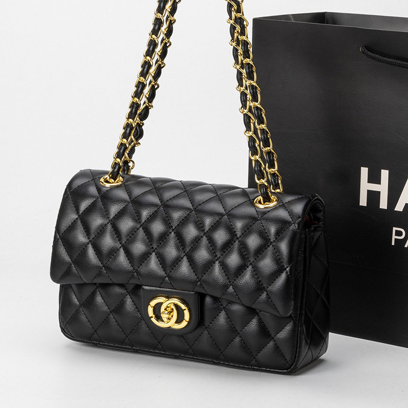 กระเป๋า age free กระเป๋า sister กระเป๋าสายโซ่หนังแท้ลายสี่เหลี่ยมขนมเปียกปูนสำหรับผู้หญิงปี2024กระเป