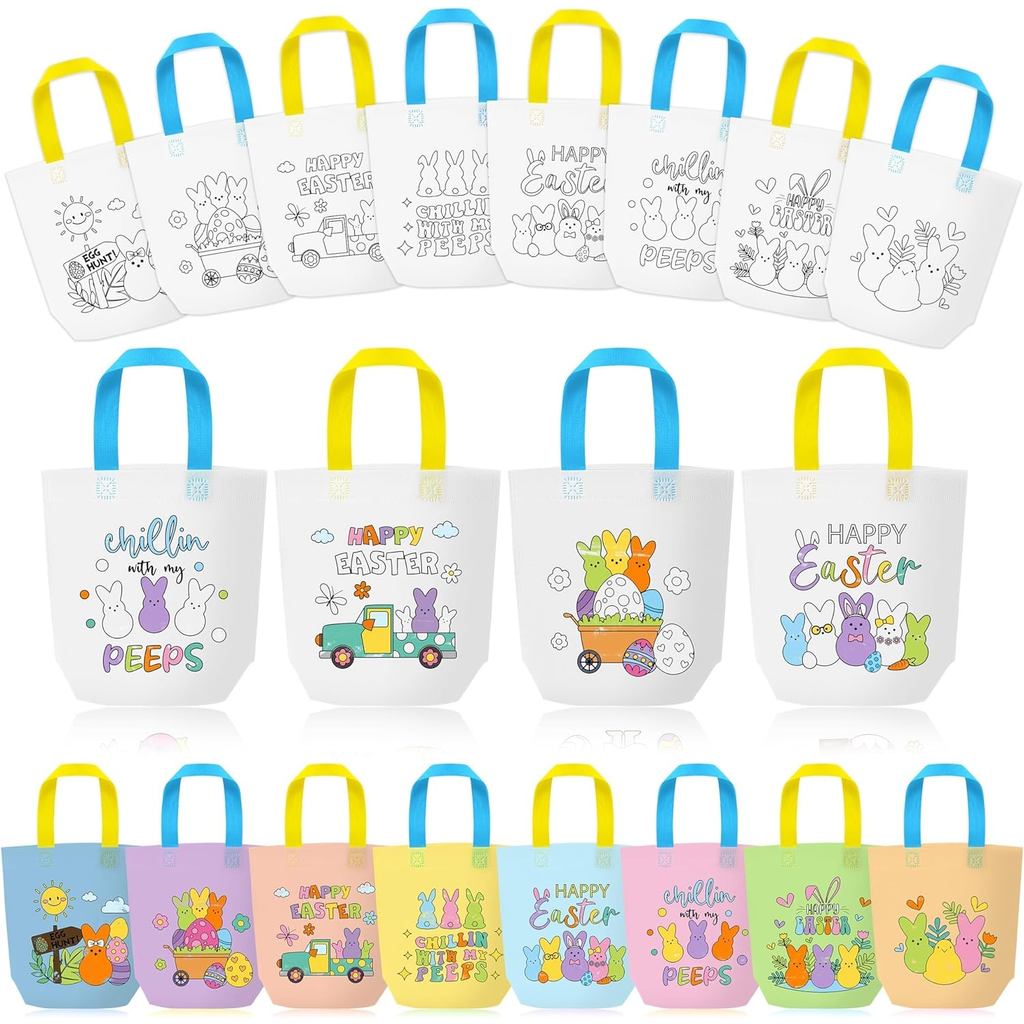 Easter Coloring Goodies กระเป๋า - 24 ชิ้น Bunny Peeps ระบายสี Goodie กระเป๋าสีของคุณเอง Happy Easter