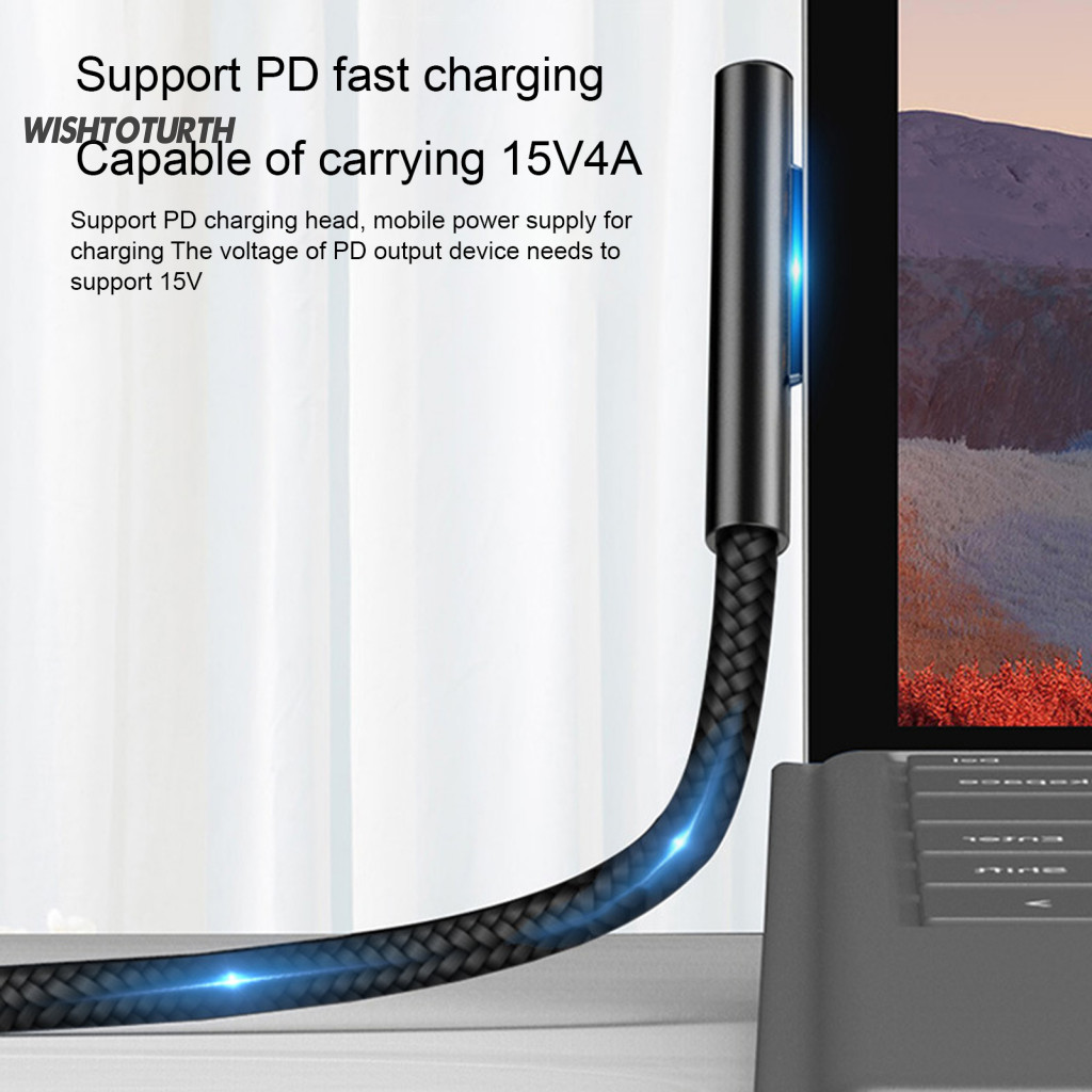 ☼WT 65W 15V 4A สายชาร์จแล็ปท็อปแม่เหล็กความเร็วสูง PD Fast Charge Type-C Notebook Power Adapter สายแ