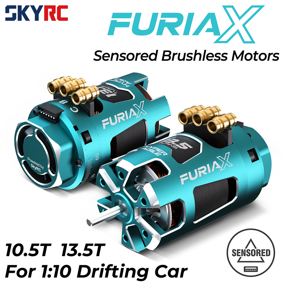 SKYRC 1/10 RC Drift Motor FuriaX Hyper Agile Sensored Brushless, 10.5T 13.5T Options 1-3S Lipo 3.175