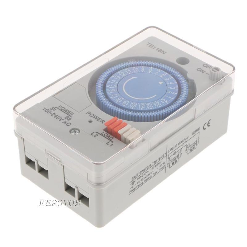 [Kesoto2] 24 Hour Chronometry Timer Mechanical Time Switch Time Relay AC 100-240V
