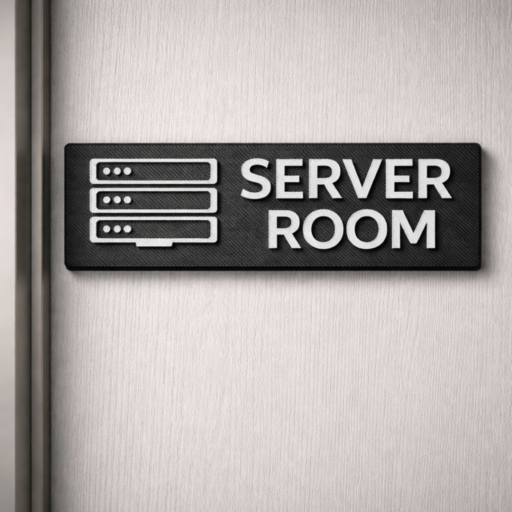 ป้ายห้อง Server Room 3D ป้ายติดประตูห้องเซิร์ฟเวอร์ ดีไซน์มินิมอล ไอที ออฟฟิศ
