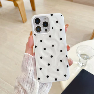 🎈Snap&Co🎈เคสไอโฟน 17 13 16 สำหรับ iPhone 17 15 11 13 16 14 12 Pro Max 15 Plus XR X XS ผ้าคลุมระบายลายจุดหวานน้อยชิ้น