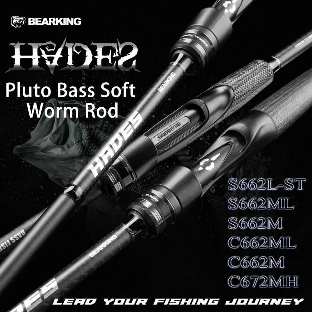 BEARKING HADES เบ็ดตกปลา 1.98m ML-M-MH SIC ไกด์แหวนความไวที่รวดเร็วมากคาร์บอน Cork Handle 30T & 40T ผ้าคาร์บอนทอ Spinning Rod Casting Rod