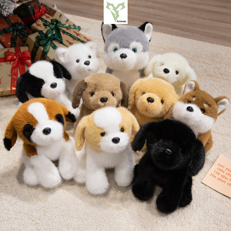Rytanda ตุ๊กตาสุนัขจําลองน่ารักของเล่นโกลเด้นรีทรีฟเวอร์เชพเพิร์ดเซนต์ Bernard Shiba Inu Husky Labra