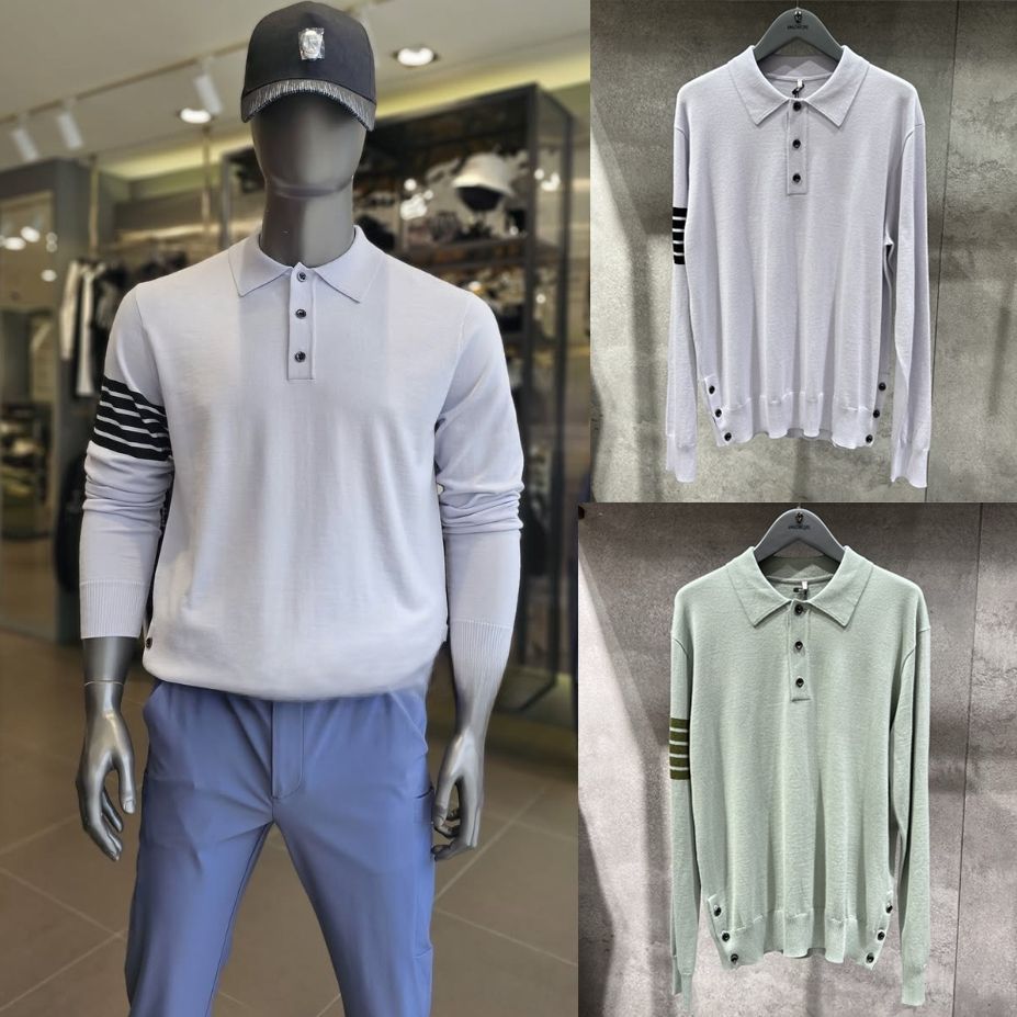 U9QA G**re25New autumn golf apparel for men: collared stretchy knit sweater, casual versatile sports