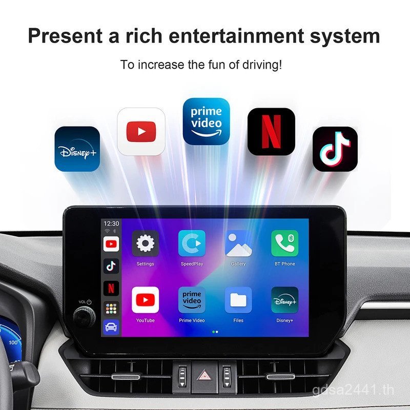2025 Android 13 Carplay กล่อง Android Auto ไร้สายสมาร์ททีวีกล่อง 2G + 32G รถระบบอัจฉริยะ WIFI รองรับ