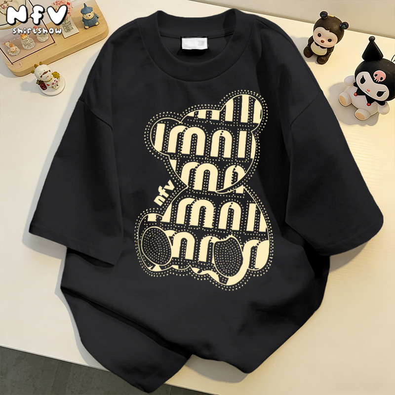 【จัดส่ง 24 ชม】NFV✨เสื้อยืดลายการ์ตูน ผู้หญิง สไตล์เกาหลี ทรงหลวม oversize ใส่สบาย YG190