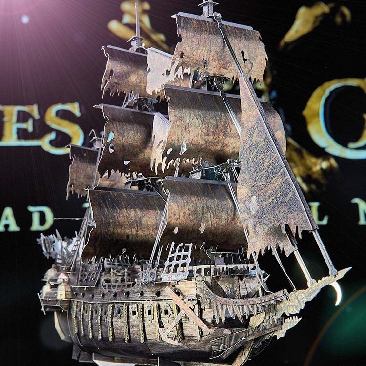3D สามมิติปริศนาโลหะ DIY Assembly Model Pirates of the Caribbean Flying Dutchman