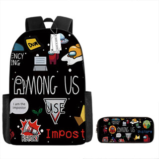 2 ชิ้น/ชุด กระเป๋าเป้สะพายหลังเด็ก + กระเป๋าดินสอ Among Us 3…