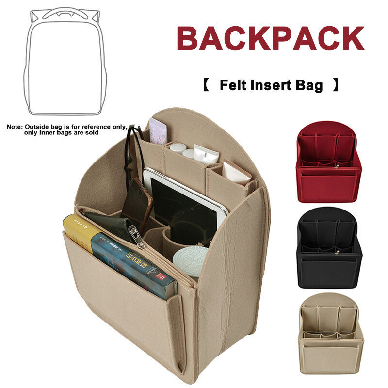 Felt Student Backpack Travel Organizer Backpack กระเป๋าเครื่องสําอางพร้อมหลายกระเป๋า
