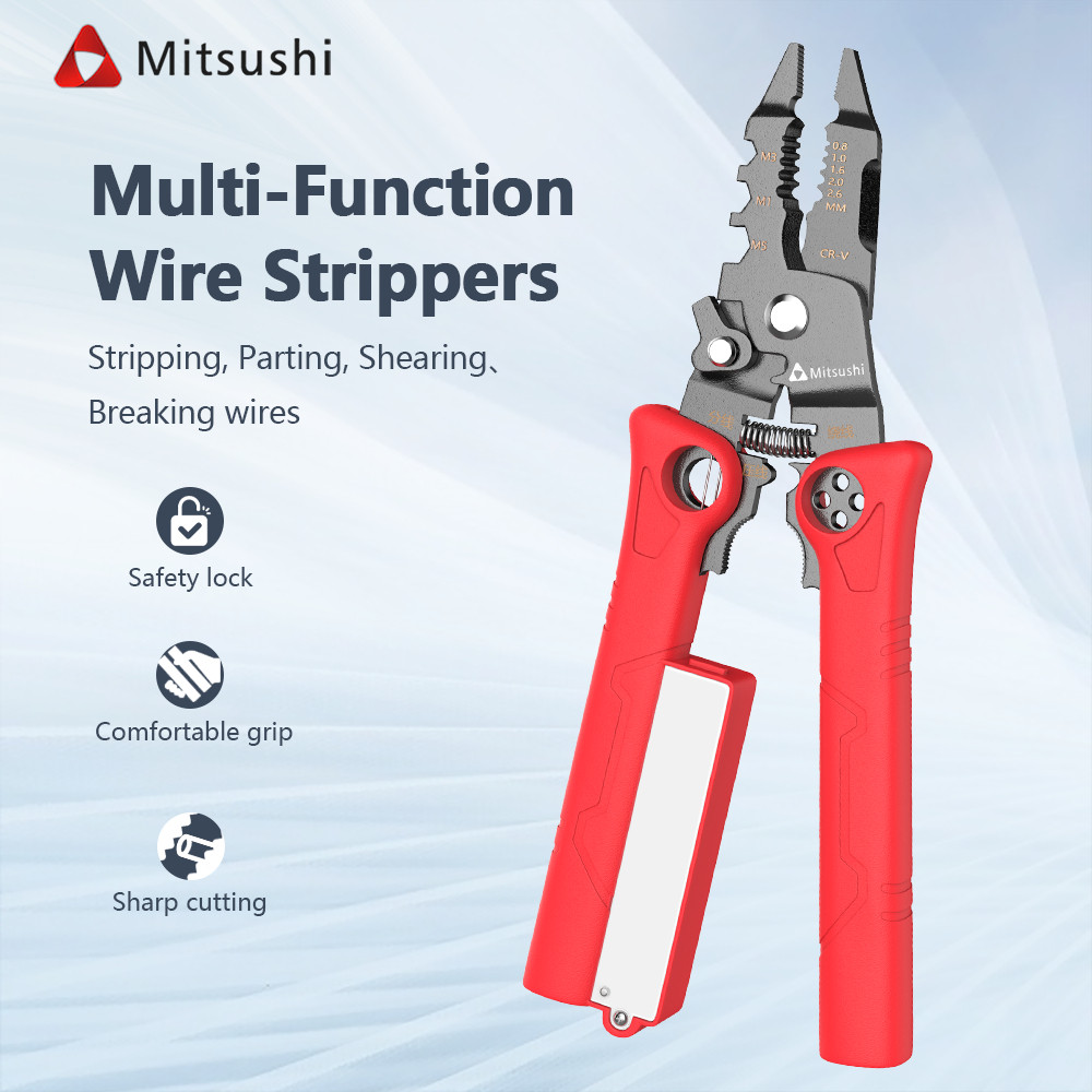 Mitsushi คีมปอกสายไฟแบบมืออาชีพ อเนกประสงค์ ด้ามกันลื่น