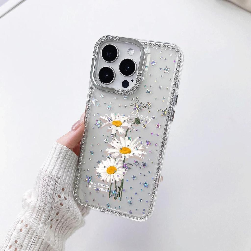 Daisies Glow 16 plus iPhone14 เคสโทรศัพท์ star diamond case 13/11 Pro