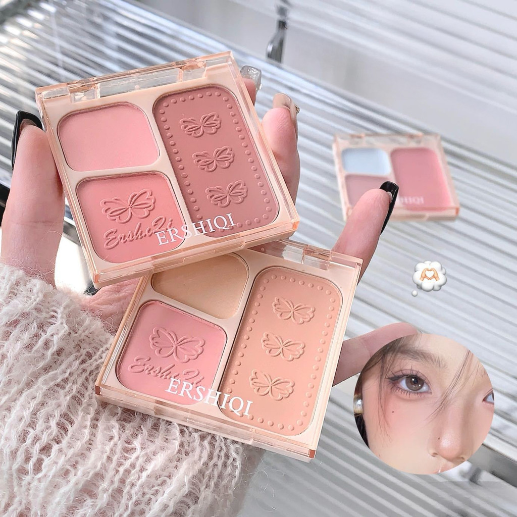 my-shop: บลัชออน4สีเนื้อแมตต์ สำหรับแต่งหน้า ชิ้นเล็กๆเก็บง่า บลัชออนพาเลท เนื้อแมตต์ ธรรมชาติ S090