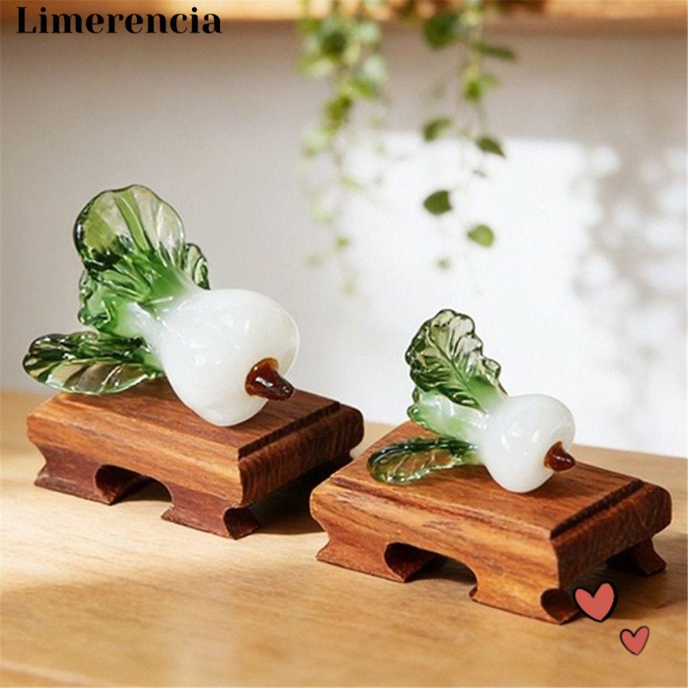 LIMERENCIA คริสตัลตกแต่งโต๊ะ, แก้วเป่า Prosperity Design Glass Bok Choy, Bok Choy Shape Bok Choy เคร