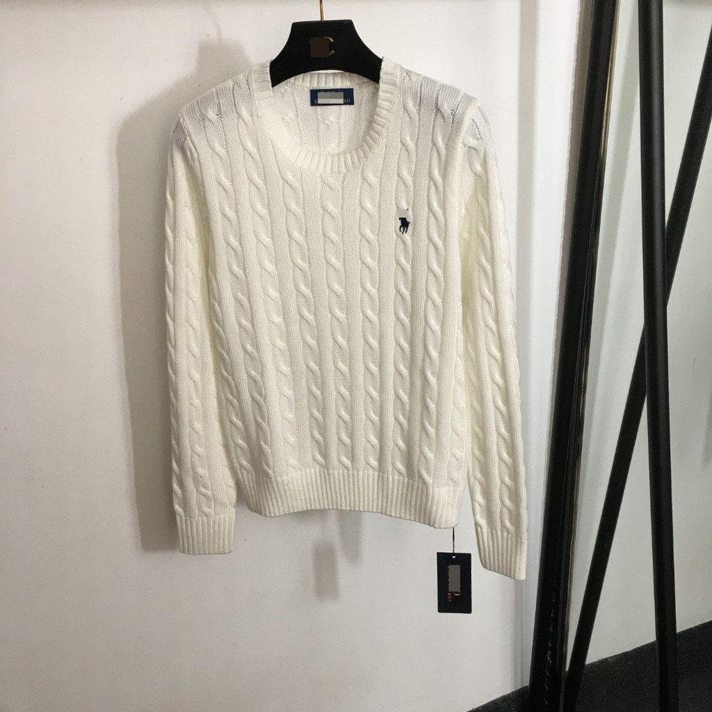 8VJF RL* Vintage Cotton Cable Knit Women's Round Neck Sweater