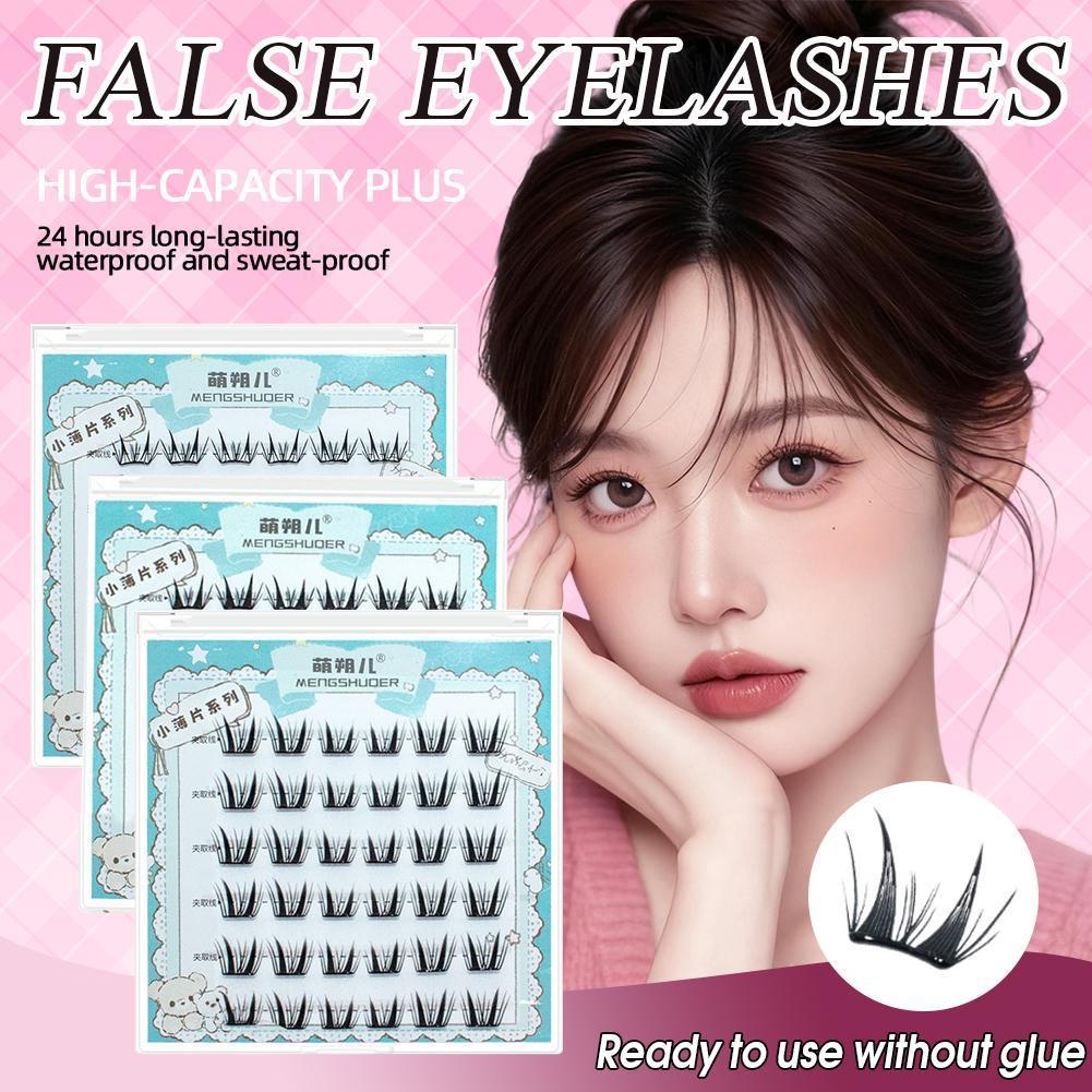 Box Lovely Series Cluster Eyelashes นํากลับมาใช้ใหม่ Soft Lashes กาวฟรี Black Lashes D8e8