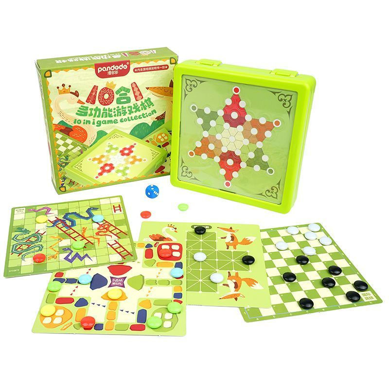 New Product#Multifunctional 10-in-1 game set Checkers, Flying Chess, Gomoku, International Snake and