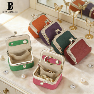 Royal Bagger Tas Koin Mini dari Kulit Asli, Dompet Koin dengan Kunci Tekan Warna Polos, Tas Penyimpanan Kecil Gaya Kasual untuk Wanita 1894