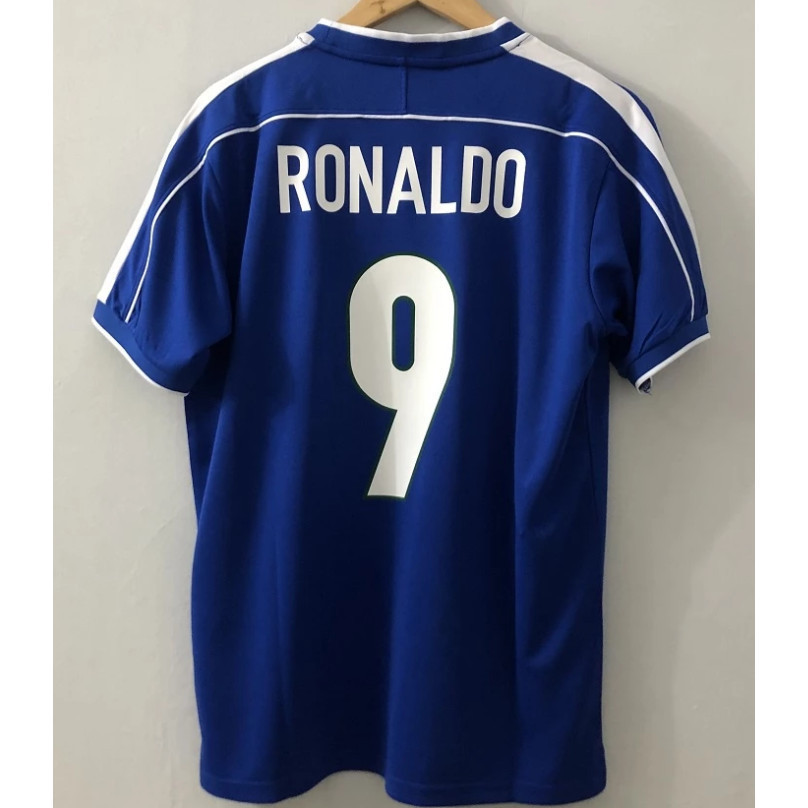 1998 บราซิลระยะไกลเสื้อฟุตบอล คริสเตียโน โรนัลโด้ ชายและหญิงผู้ใหญ่วินเทจ 98 บราซิลเสื้อฟุตบอล