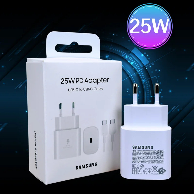 Original Samsung 25W Charger Super Fast Charge Type-C EU อะแดปเตอร์สําหรับ Galaxy S23 S22 Plus S21 S