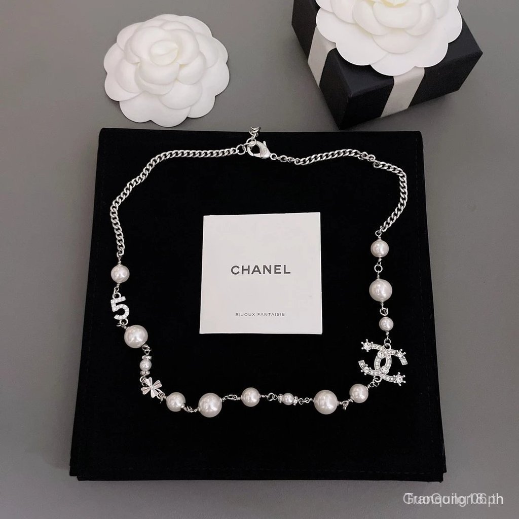 Chanel Perfume Flower Duo c สร้อยคอมุก