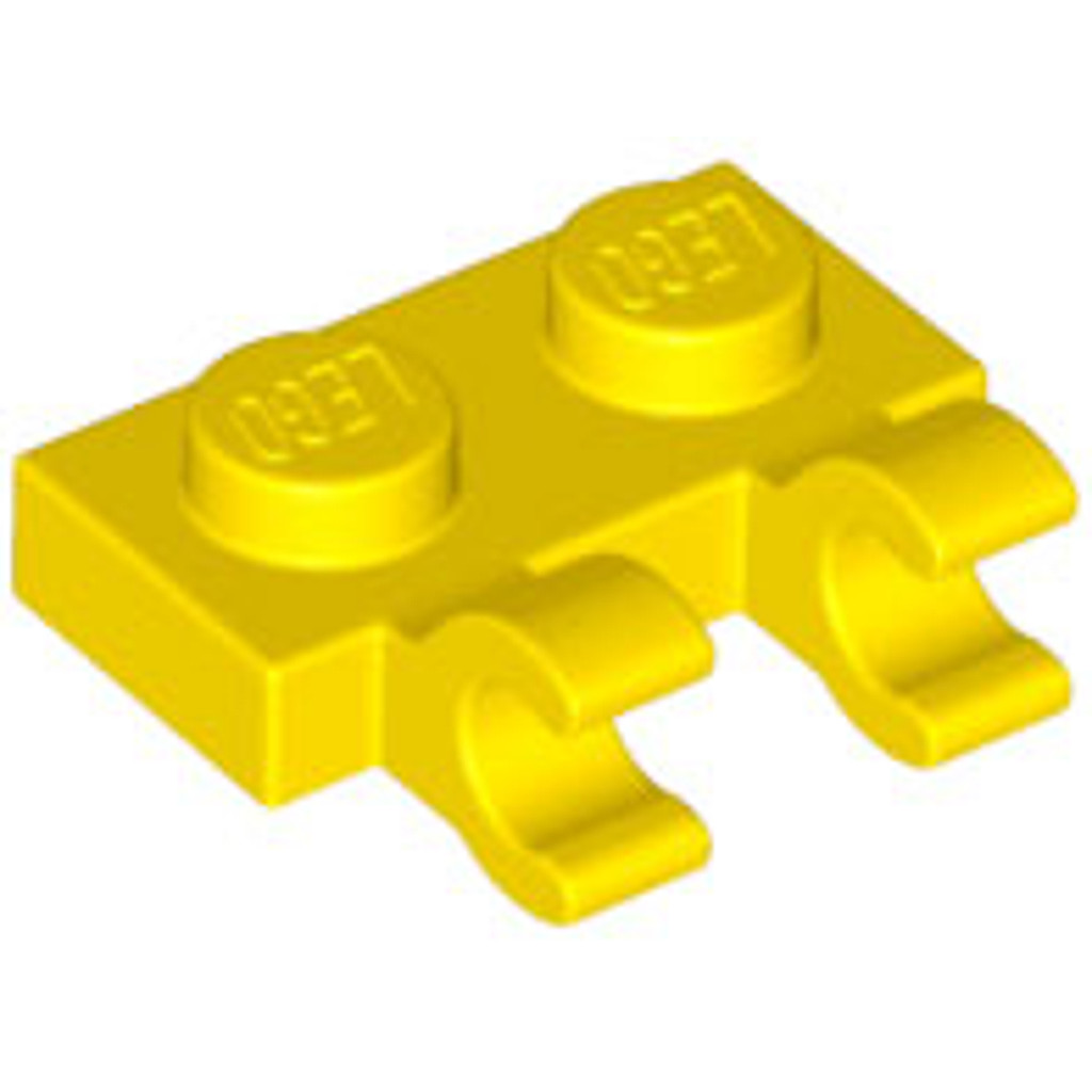 Brick2cube Part - Plate, Modified 1 x 2 with 2 Open O Clips (Horizontal Grip) - 60470b