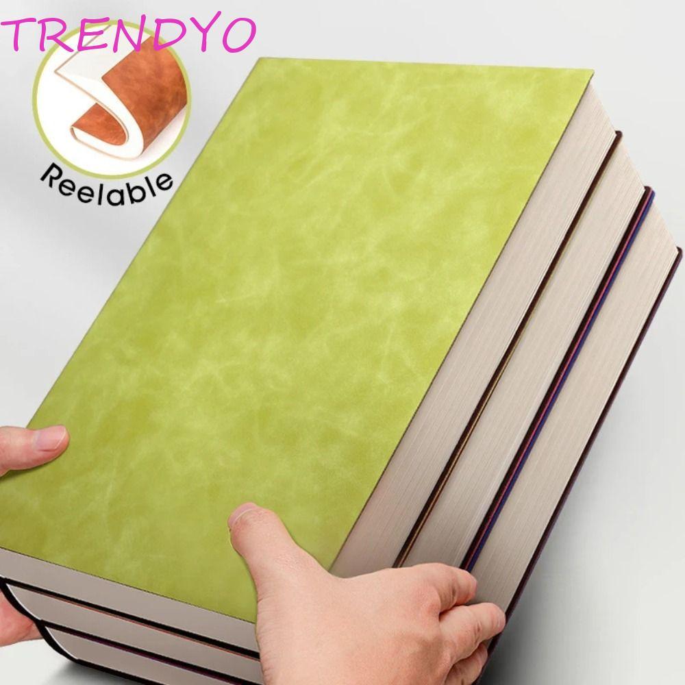 TRENDYO A4 สมุดบันทึกหนา, Line/Blank PU Cover สมุดโน๊ตขนาดใหญ่, A4 Meeting Notepad ขนาดใหญ่ 200 หน้าแนวนอน Line A4 Office Notebook Office Meeting