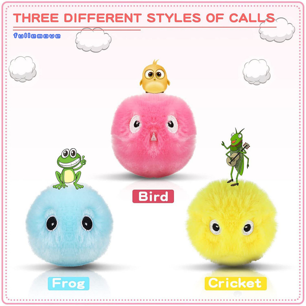 เอฟเอ็ม♥ Fluffy Ball ของเล่นแมว ของเล่นแมวมีเสียง Chirping Plush Cat ของเล่นมีเสียง – Pom Pom Balls 