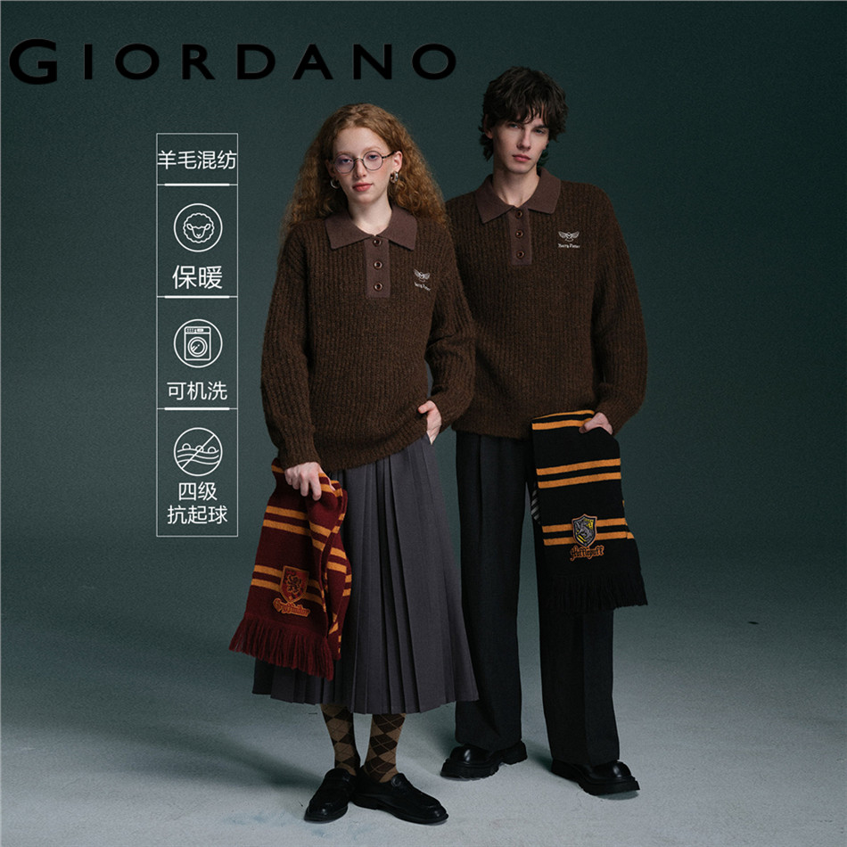 GIORDANO WOMEN Unisex Harry Potter embroidery polo sweater 18355303
