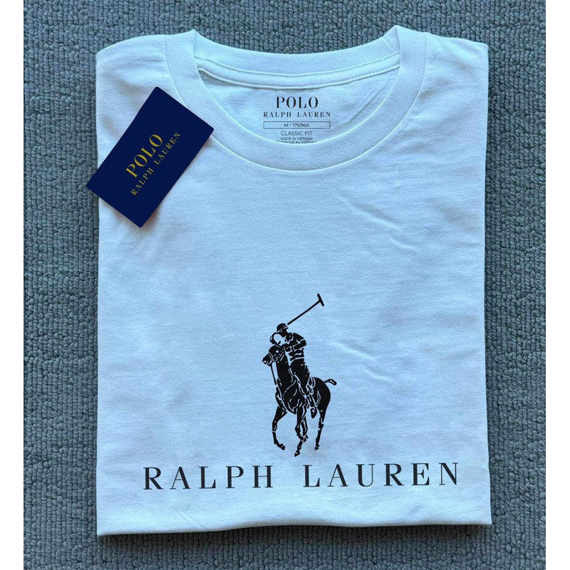เสื้อยืดคอกลม Ralph Lauren สำหรับทั้งผู้ชายและผู้หญิง ทำจากฝ้ายเนื้อดี สไตล์คลาสสิกและพรีเมียม