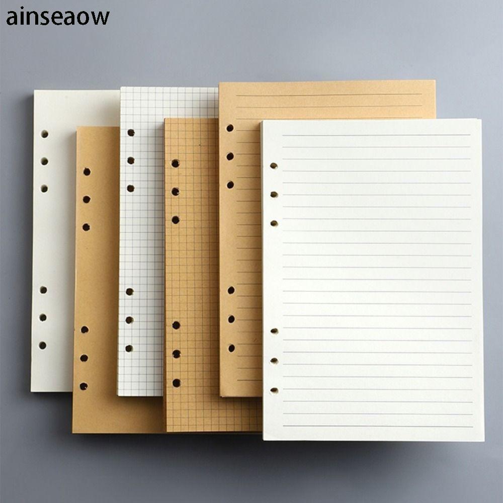 AINSEOW 80Sheeps Notebook Refill Paper, แนวนอน Line/Blank A5/A6/A7 กระดาษใบหลวม, กระดาษคราฟท์เรียบง่าย 6 หลุม Binder หน้าด้านในของขวัญ
