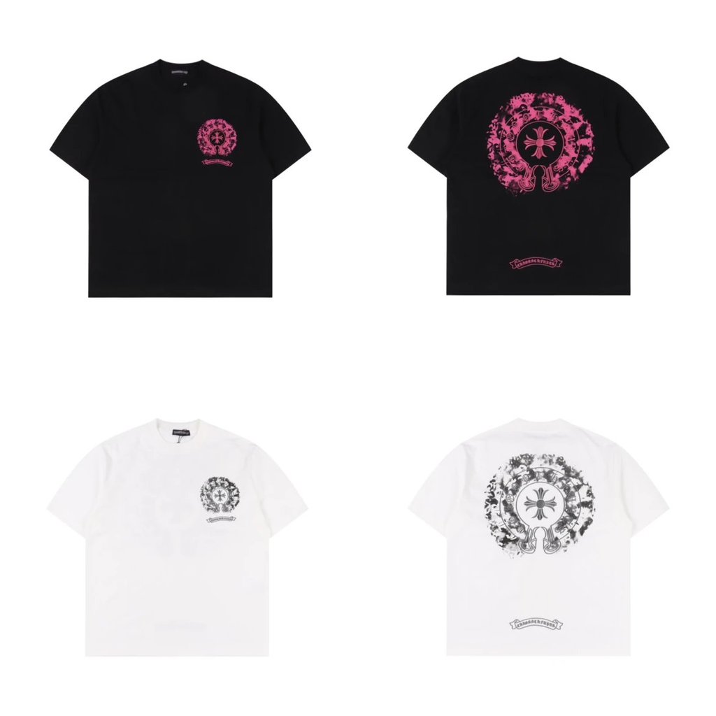 Chr0me Herras CH K Ross เย็บปักถักร้อยแขนสั้นสำหรับผู้ชายและผู้หญิง สไตล์กีฬาคลาสสิกและลำลอง