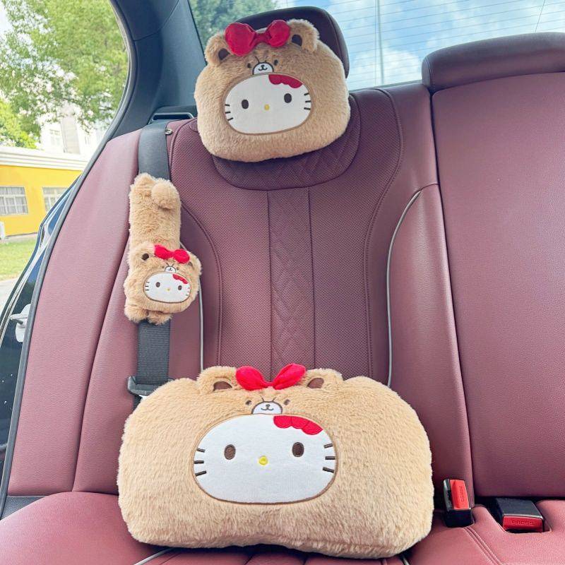Cartoon Cat Automotive Waist Cushion Seat Headrest Safety Belt Shoulder Cover Car Four Seasons Unive