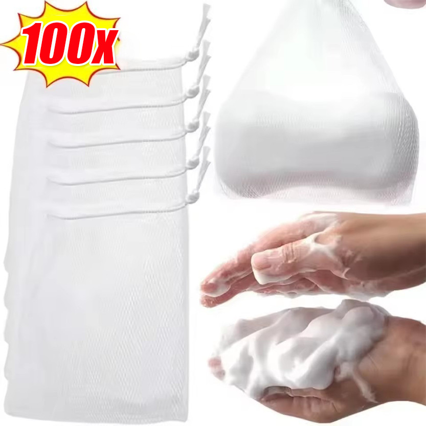 20/50/100 ชิ้นสบู่โฟม Drawstring กระเป๋าสุทธิ/น้ํายาทําความสะอาดผิวหน้า Exfoliating ถุงตาข่าย ราคา ถูกที่สุด ดีลบีเคเค รูปภาพหลัก