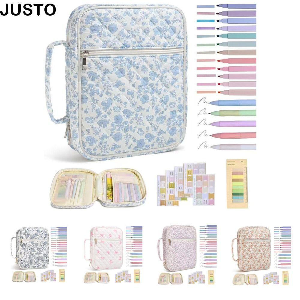 JUSTO Bible Cover Bag, การออกแบบดอกไม้ Handle Bible Cover , กระเป๋าซิป Bible Journaling Kit สวดมนต์