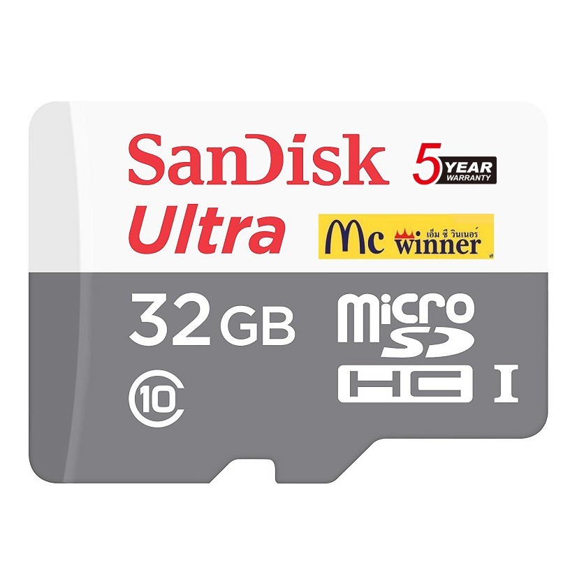 32GB MICRO SD CARD (ไมโครเอสดีการ์ด) Sandisk Cl 10 ULTRA (100MB/s.) SDSQUNR-032G-GN3MN - รับประกัน 5