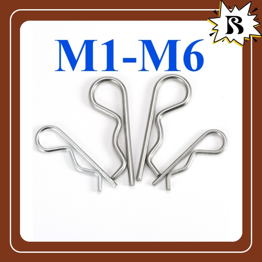 B-pin R-pin ยืดหยุ่นปิดเปิด pin สแตนเลส wave pin R-pin การ์ด pin Hairpin ล็อค pin สลัก M1/M1.2M1.5M1