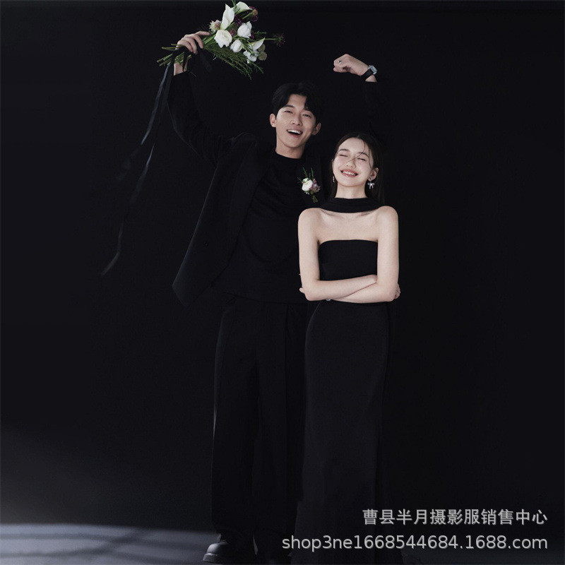 อุปกรณ์ชุดแต่งงานผ้าพันคอคอเจ้าสาว Niche Gauze Classy Fishtail กระโปรงผ้ากอซไหล่ยาว Halter Gauze จัด