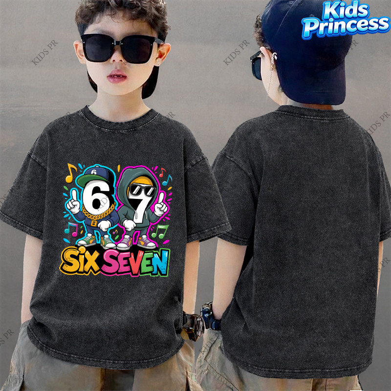 COD 2026 สินค้าใหม่ ทรงหลวม คอกลม เสื้อเด็ก kids Distressed T-shirt ผ้าฝ้าย เด็กชาย เสื้อผ้าเด็ก t-shirt S35