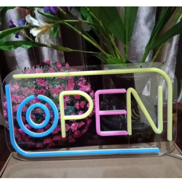 ป้ายไฟ ป้ายไฟร้าน ป้ายไฟตัวอักษร ป้ายไฟวิ่ง ป้ายไฟled ป้ายไฟopen 42x23cm งานอะคลิลิตใส สลับสี - รูปที่ 2