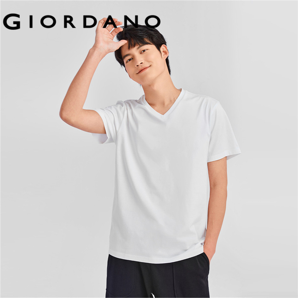 GIORDANO MEN 100% Cotton v-neck short sleeve tee 01026416