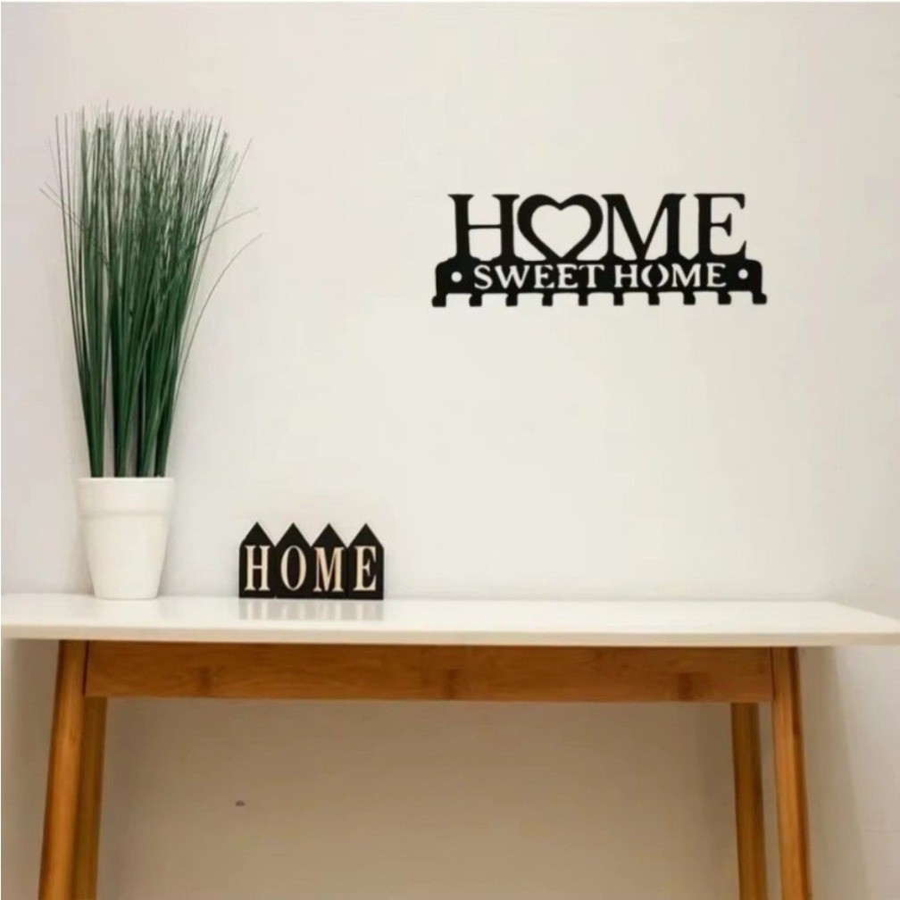 HELLOYOUNG ที่ใส่กุญแจติดผนังสําหรับประตูหน้า Sweet Home Decorative Key Hook ป้ายต้อนรับ