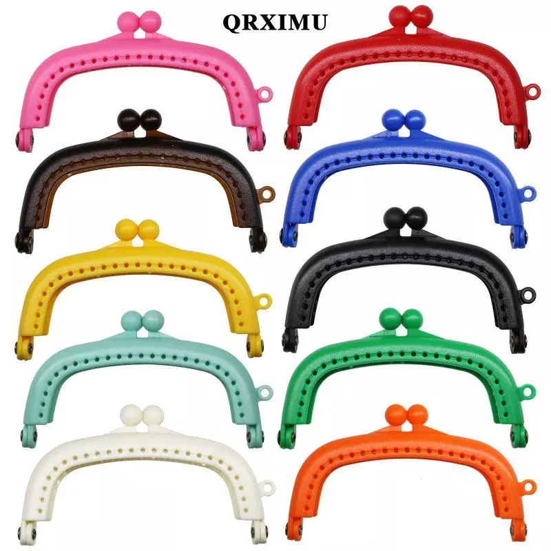 Sharprepublic 10 ชิ้นเรซิ่นกระเป๋ากรอบทํากระเป๋า Kiss Clasps ล็อค DIY Craft Arch รูปร่างเย็บผ้าสําหรับกระเป๋าหนังโทรศัพท์