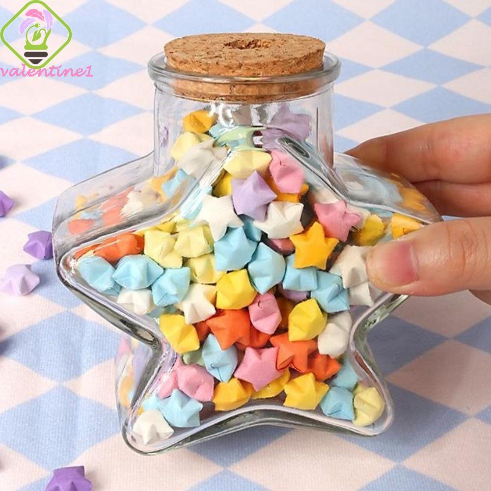 VALENTINE Origami Stars Paper Strips, Paper Star DIY DIY Stars Wishing Bottle, Glass Bottle Rainbow 