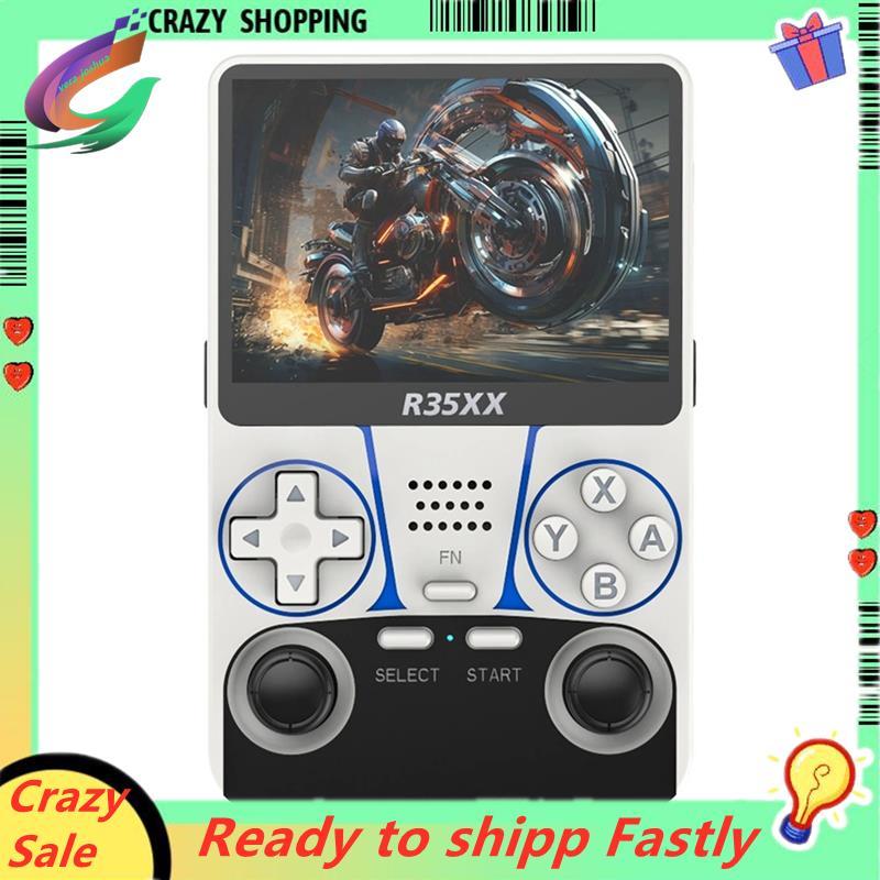 R35XX คอนโซลเกมมือถือ 3.5 นิ้วหน้าจอ IPS 128GB คอนโซลวิดีโอเกม Wifi Arkos ระบบ 3200mah แบตเตอรี่ A