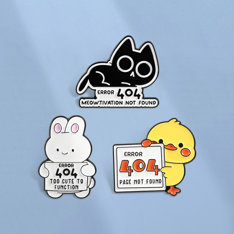 เข็มกลัดสัตว์น่ารักแบบการ์ตูน แมว กระต่าย และเป็ด สำหรับกระเป๋าเป้ ของขวัญสำหรับเพื่อน